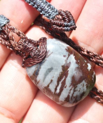 Australian outback jasper necklace,australian made thin macrame cord stone jewelry, crystal healing pendant necklace, platypus dreaming