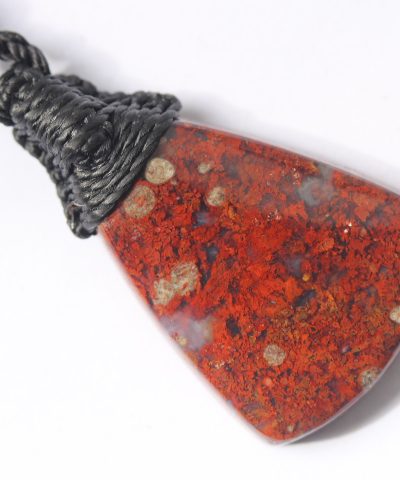 Red Moss Agate Pendant, Macrame cord, medieval necklace,beachy beach jewelry, summer jewelry, surfer necklace,Healing Stone, Celtic Viking