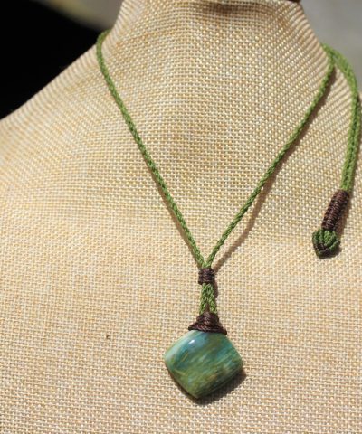 Australian Chrysoprase Pendant Necklace, Australian made thin macrame cord, Natural Green Healing stone Jewelry