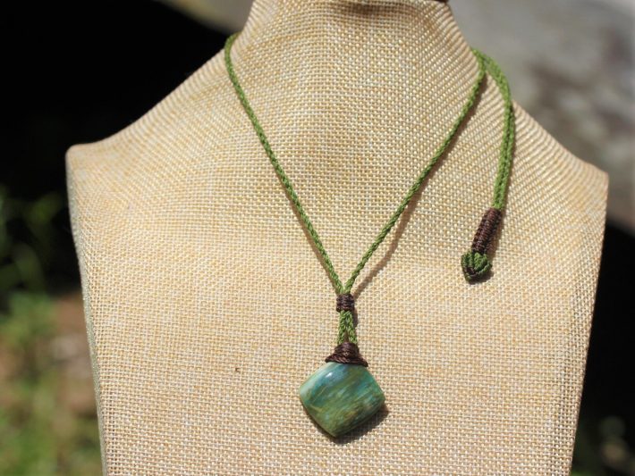Australian Chrysoprase Pendant Necklace, Australian made thin macrame cord, Natural Green Healing stone Jewelry