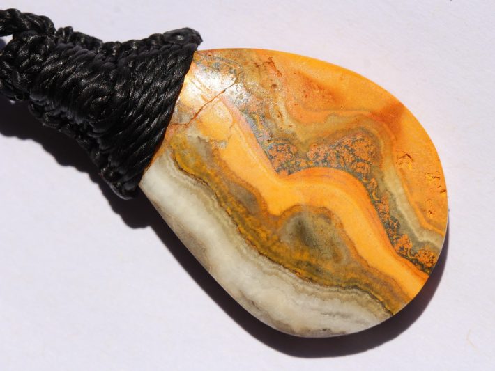 Eclipse Stone Necklace, Australian made yellow stone Macrame Thin Cord Healing Crystal Jewelry, may birthstone,