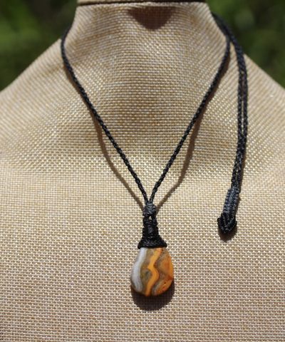 Eclipse Stone Necklace, Australian made yellow stone Macrame Thin Cord Healing Crystal Jewelry, may birthstone,