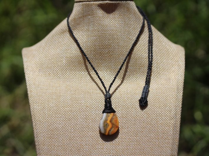 Eclipse Stone Necklace, Australian made yellow stone Macrame Thin Cord Healing Crystal Jewelry, may birthstone,