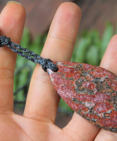Leopard skin and Australian Mookaite Jasper, ethical unique earthy tribal talisman, Australian made macrame cord, summer jewelry gift
