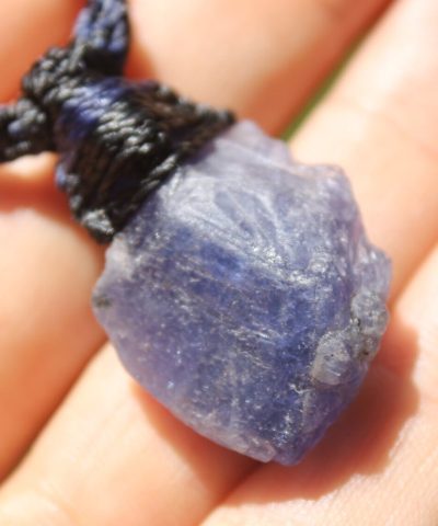 Real Tanzanite Necklace,Purple Stone Tanzanite Pendant, Raw Crystal Elven Jewelry, Australian Made Macrame Cord Healing crystal Jewellery