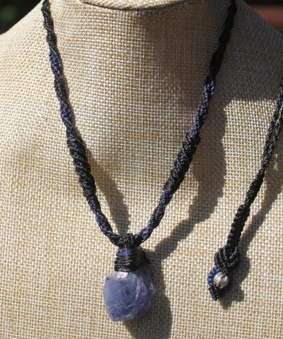 Real Tanzanite Necklace,Purple Stone Tanzanite Pendant, Raw Crystal Elven Jewelry, Australian Made Macrame Cord Healing crystal Jewellery