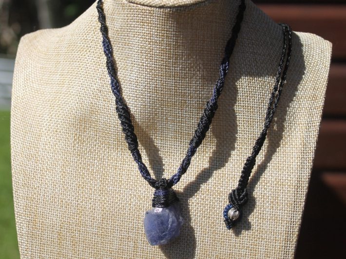 Real Tanzanite Necklace,Purple Stone Tanzanite Pendant, Raw Crystal Elven Jewelry, Australian Made Macrame Cord Healing crystal Jewellery