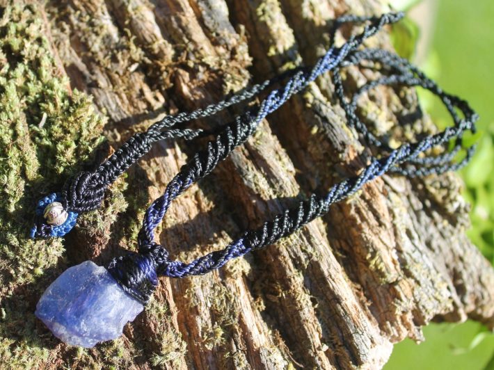 Real Tanzanite Necklace,Purple Stone Tanzanite Pendant, Raw Crystal Elven Jewelry, Australian Made Macrame Cord Healing crystal Jewellery