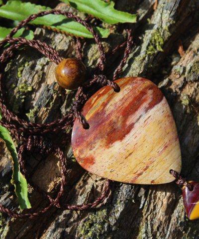 Australian Mookaite , creek and rainforest Jasper, Earthy unique tribal necklace talisman, Australian made Macrame Cord,summer jewelry gift