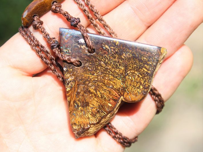 Australian boulder opal necklace ,australian tigereye pendant and Mookaite jasper, Australian made healing summer jewelry gift