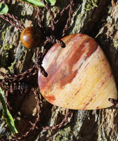 Australian Mookaite , creek and rainforest Jasper, Earthy unique tribal necklace talisman, Australian made Macrame Cord,summer jewelry gift