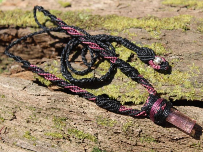 PINK TOURMALINE Pendant, Australian made Macrame cord, October Birth Stone, Healing crystal, Heart Chakra pink stone raw crystal jewelry