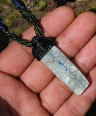 Australian Gem OCEAN INDIGO KYANITE,Australian Blue Kyanite Necklace, Platypus Dreaming Australian made Macrame Cord, Australian Seller