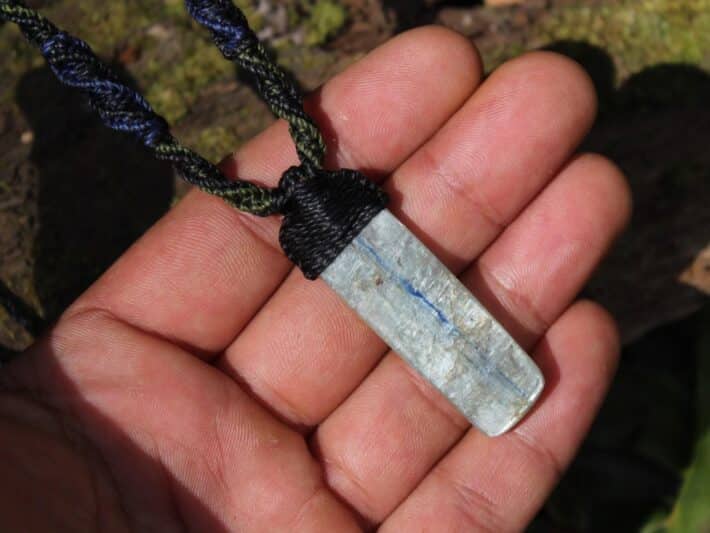 Australian Gem OCEAN INDIGO KYANITE,Australian Blue Kyanite Necklace, Platypus Dreaming Australian made Macrame Cord, Australian Seller
