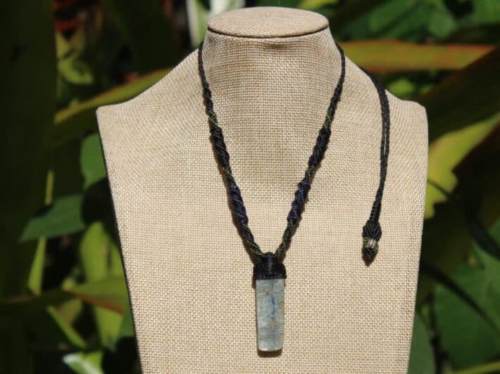 Australian Gem OCEAN INDIGO KYANITE,Australian Blue Kyanite Necklace, Platypus Dreaming Australian made Macrame Cord, Australian Seller
