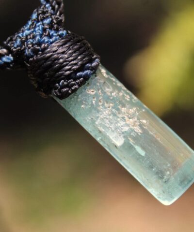 Australian Aquamarine Necklace,Elven Jewelry,Tribal Aquamarine Pendant,Raw Aquamarine crystal jewelry,shibari macrame cord,March Birthstone