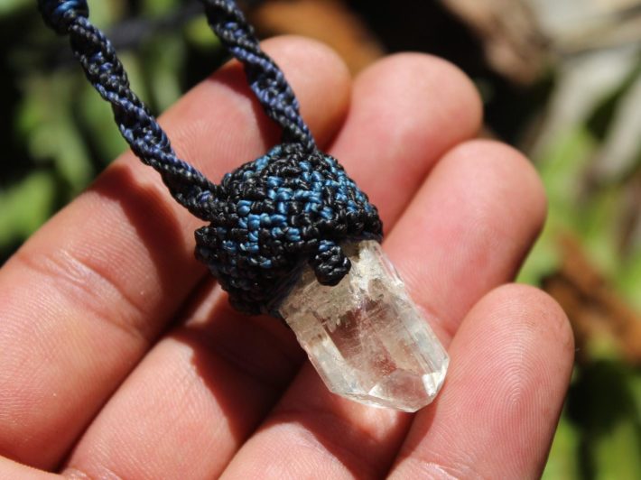 Australian Raw Topaz Pendant, Platypus Dreaming Genuine Topaz necklace, Australian made Macrame cord Talisman, Elven healing crystal jewelry