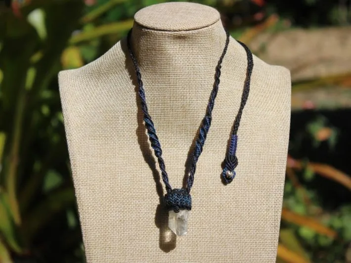 Australian Raw Topaz Pendant, Platypus Dreaming Genuine Topaz necklace, Australian made Macrame cord Talisman, Elven healing crystal jewelry