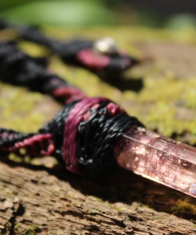 PINK TOURMALINE Pendant, Australian made Macrame cord, October Birth Stone, Healing crystal, Heart Chakra pink stone raw crystal jewelry