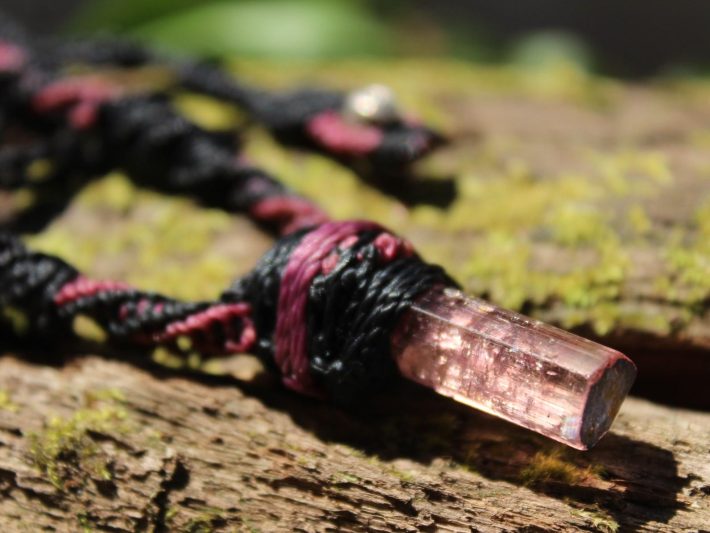 PINK TOURMALINE Pendant, Australian made Macrame cord, October Birth Stone, Healing crystal, Heart Chakra pink stone raw crystal jewelry