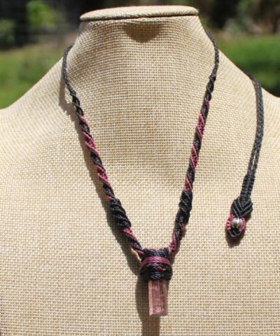 PINK TOURMALINE Pendant, Australian made Macrame cord, October Birth Stone, Healing crystal, Heart Chakra pink stone raw crystal jewelry