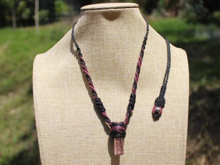 PINK TOURMALINE Pendant, Australian made Macrame cord, October Birth Stone, Healing crystal, Heart Chakra pink stone raw crystal jewelry