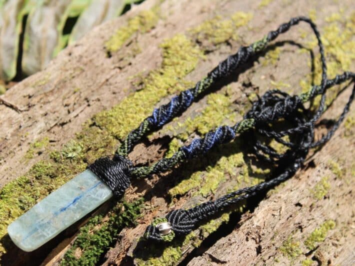 Australian Gem OCEAN INDIGO KYANITE,Australian Blue Kyanite Necklace, Platypus Dreaming Australian made Macrame Cord, Australian Seller