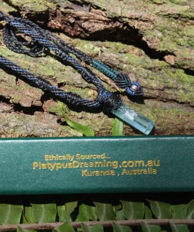 Australian Aquamarine Necklace,Elven Jewelry,Tribal Aquamarine Pendant,Raw Aquamarine crystal jewelry,shibari macrame cord,March Birthstone