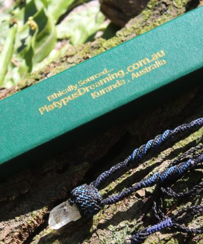 Australian Raw Topaz Pendant, Platypus Dreaming Genuine Topaz necklace, Australian made Macrame cord Talisman, Elven healing crystal jewelry