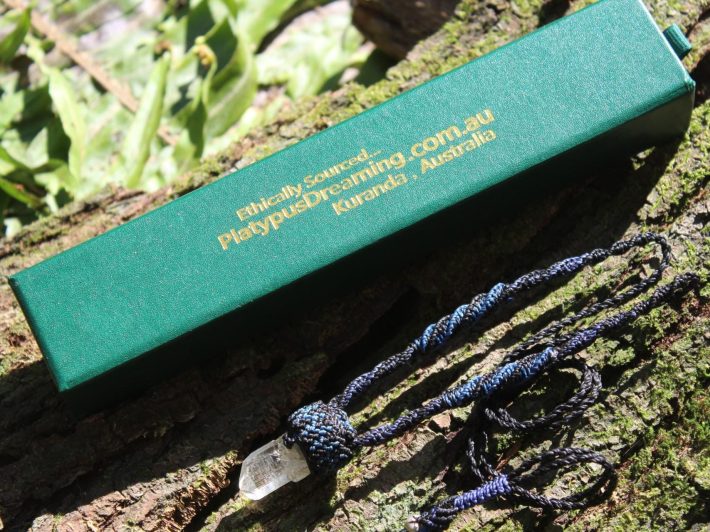 Australian Raw Topaz Pendant, Platypus Dreaming Genuine Topaz necklace, Australian made Macrame cord Talisman, Elven healing crystal jewelry