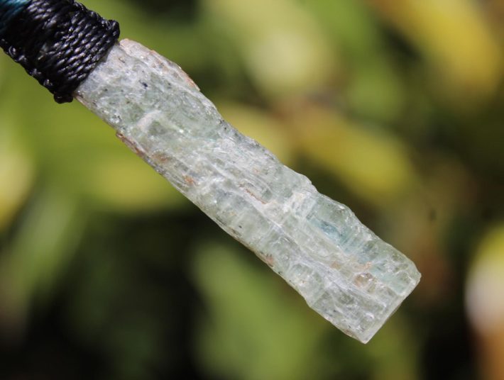 Australian GEM Kyanite Pendant Necklace, Elven Green KYANITE , raw crsytal Healing Jewelry, Australian Made Macrame Cord, magic green stone