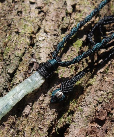 Australian GEM Kyanite Pendant Necklace, Elven Green KYANITE , raw crsytal Healing Jewelry, Australian Made Macrame Cord, magic green stone