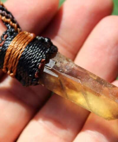 Smoky Gem Citrine Pendant ,Elven Natural Raw Citrine Necklace, November Birthstone Healing crystal jewelry, Australian made Macrame cord