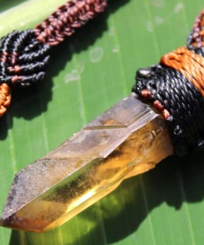 Smoky Gem Citrine Pendant ,Elven Natural Raw Citrine Necklace, November Birthstone Healing crystal jewelry, Australian made Macrame cord