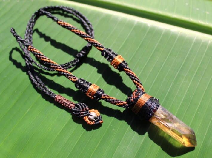 Smoky Gem Citrine Pendant ,Elven Natural Raw Citrine Necklace, November Birthstone Healing crystal jewelry, Australian made Macrame cord
