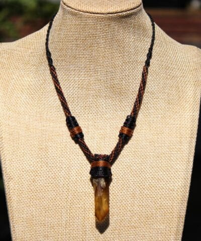 Smoky Gem Citrine Pendant ,Elven Natural Raw Citrine Necklace, November Birthstone Healing crystal jewelry, Australian made Macrame cord