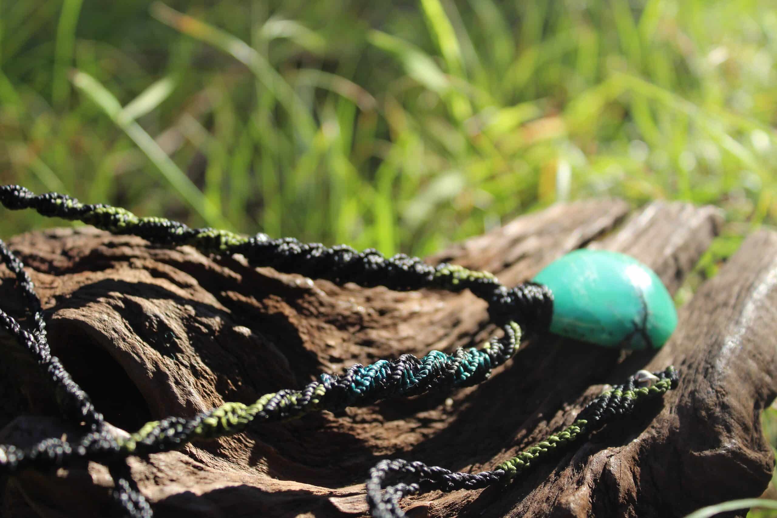 Australian Dendritic Chrysoprase Quartz Pendant Necklace, Australian made Macrame cord, june birthstone, australian natural green stone - Image 8