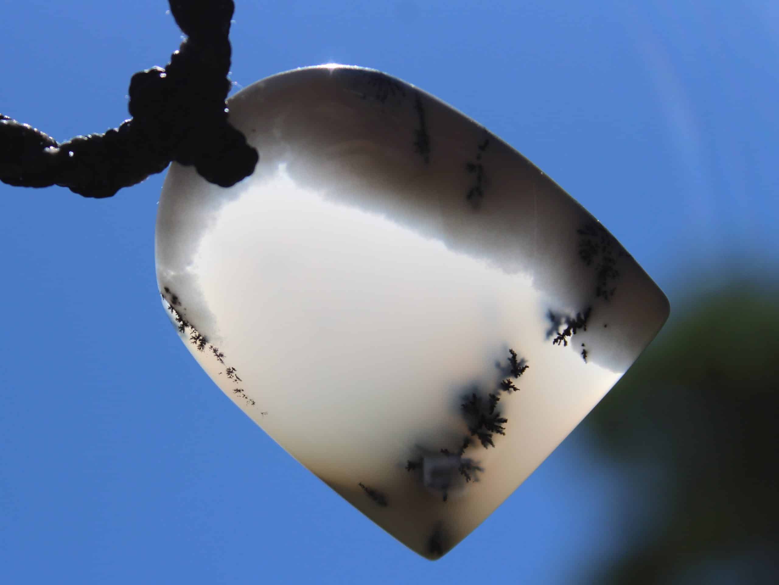 Merlinite Pendant,Dendritic Opal,Dendrite Opal Necklace,Agate necklace,Macrame Cord, Healing stone Jewelry,burning man - Image 6