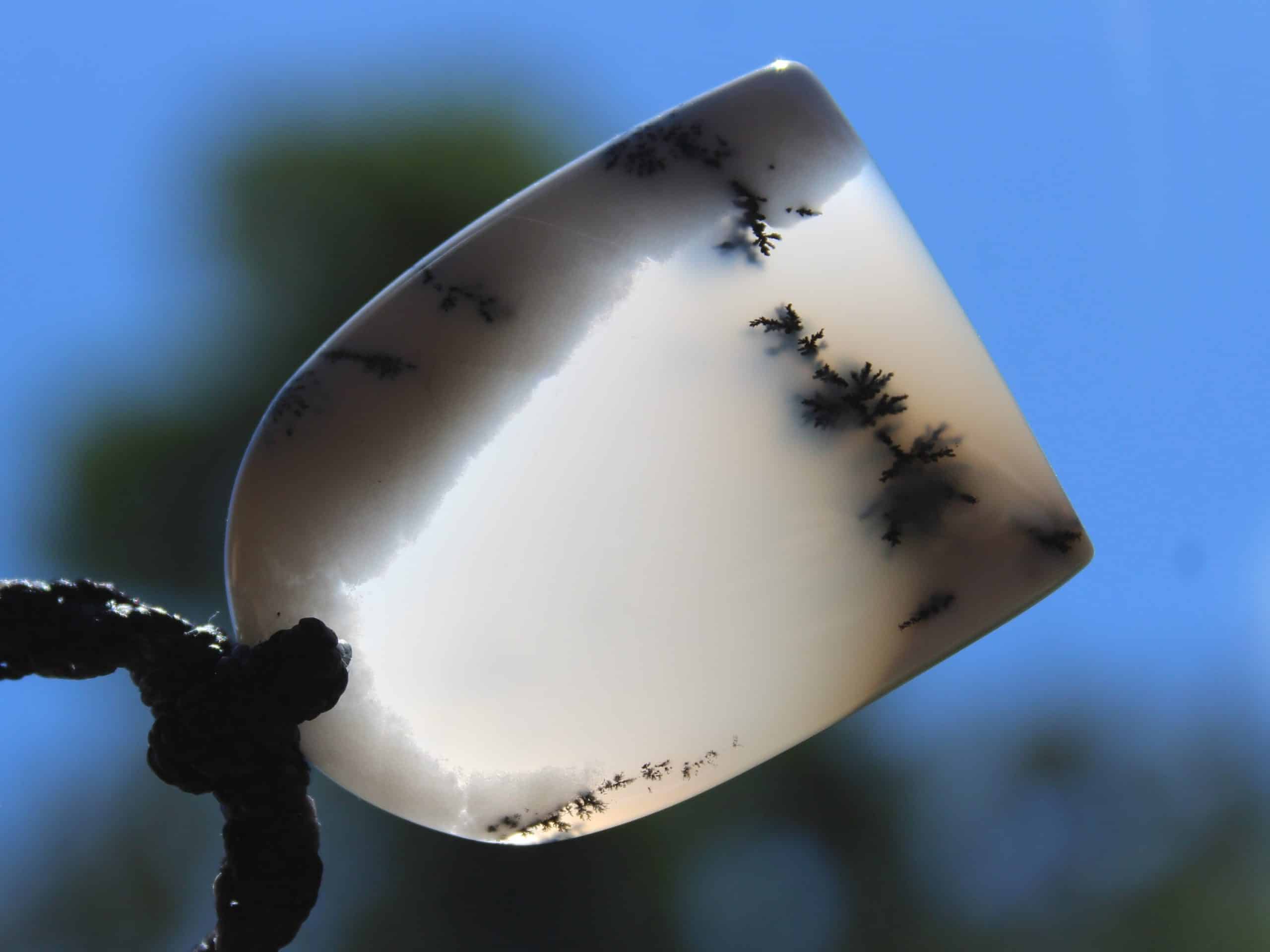 Merlinite Pendant,Dendritic Opal,Dendrite Opal Necklace,Agate necklace,Macrame Cord, Healing stone Jewelry,burning man