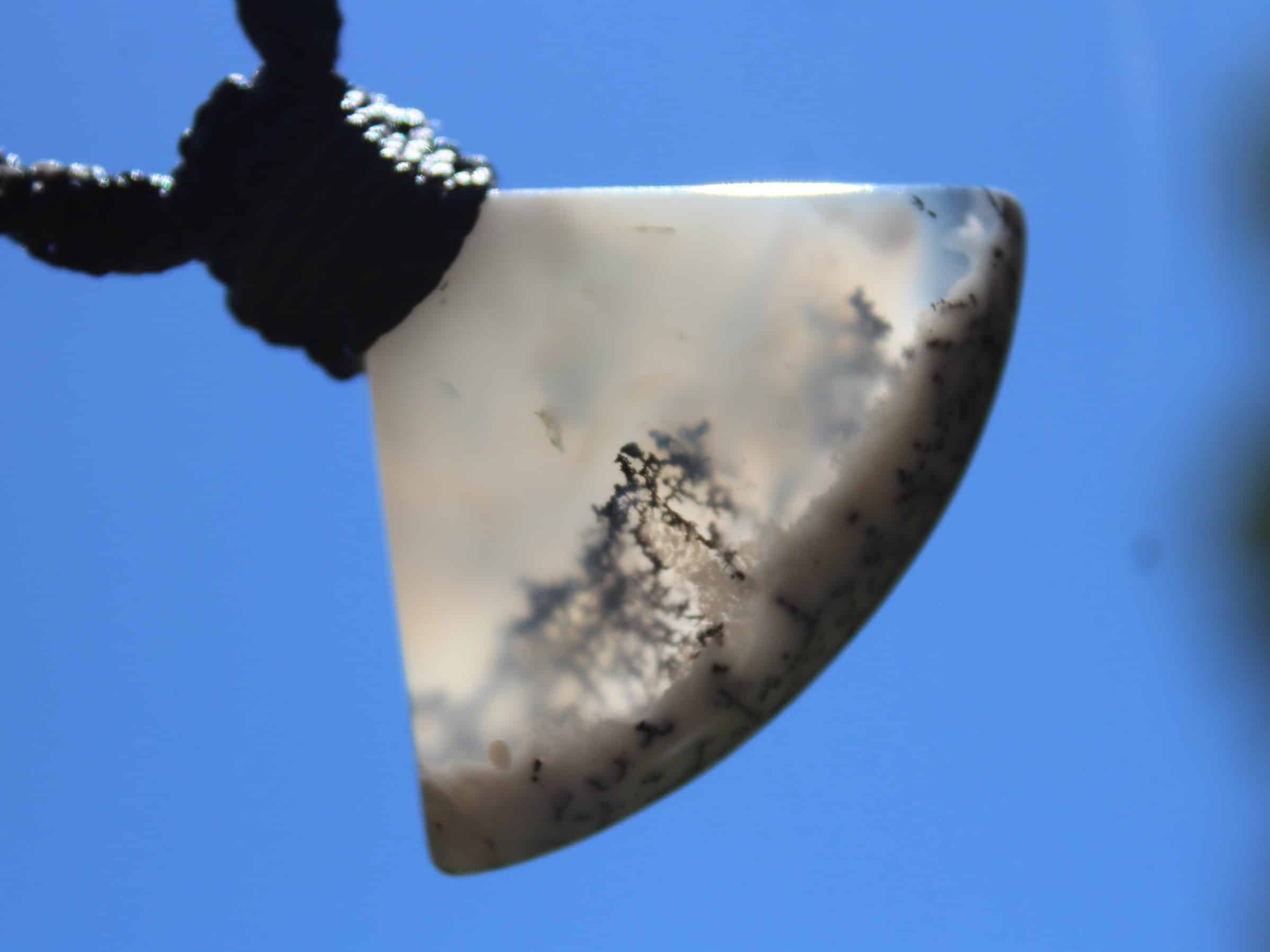Dendritic Opal,Dendrite Opal Necklace,Merlinite Pendant,Agate necklace,Australian made macrame cord Healing stone Jewelry - Image 9
