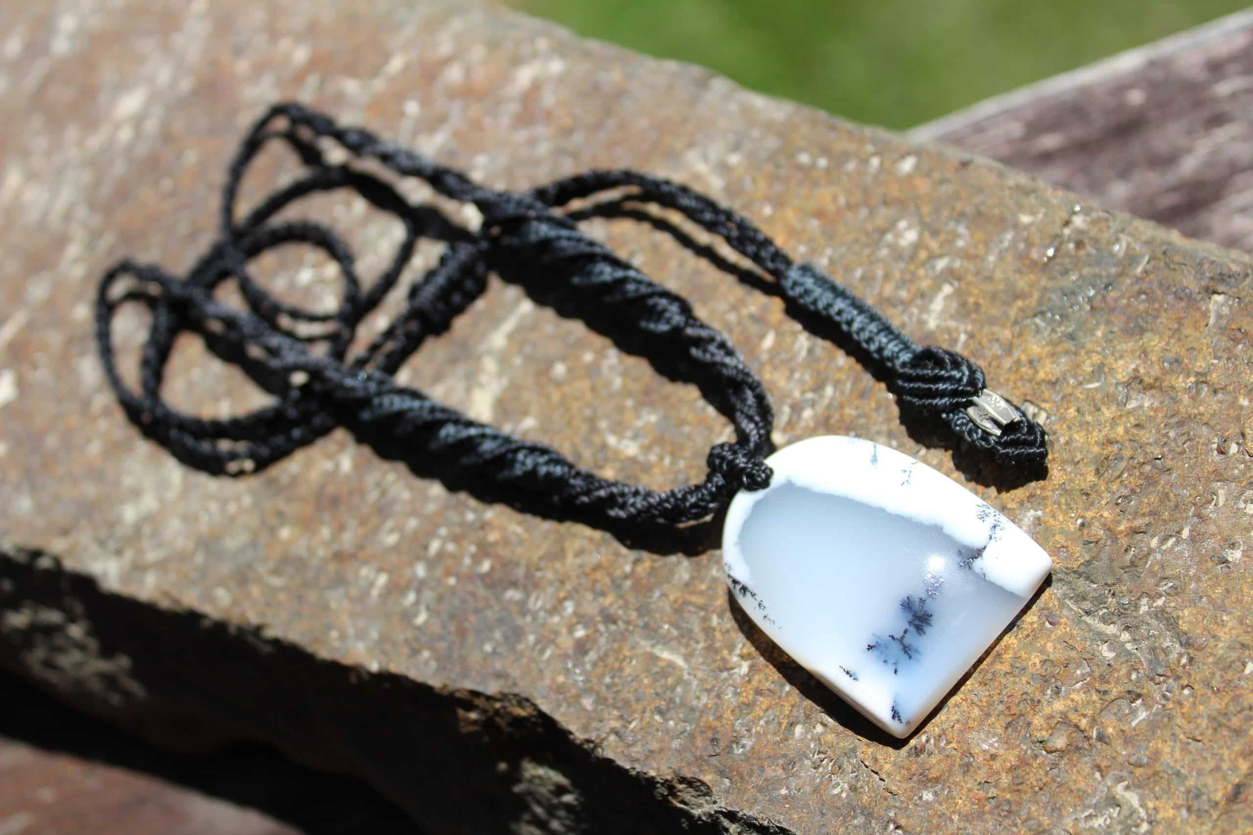 Merlinite Pendant,Dendritic Opal,Dendrite Opal Necklace,Agate necklace,Macrame Cord, Healing stone Jewelry,burning man - Image 8