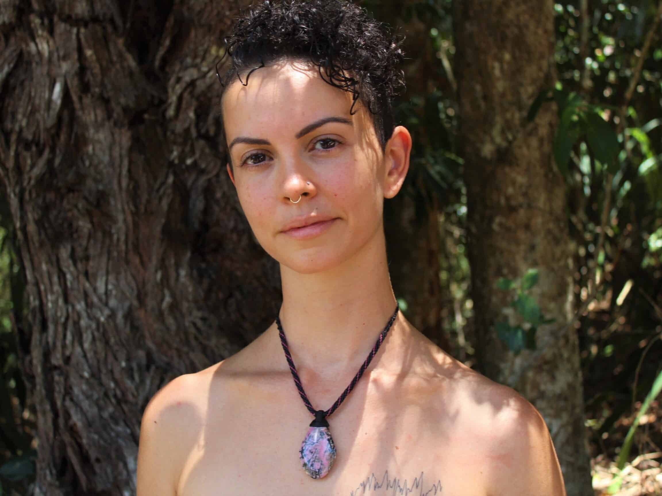 Australian Queensland Royal Dendritic Rhodonite pendant,Australian Made Macrame Cord Pink Stone, Taurus, october birth stone, Healing Stone