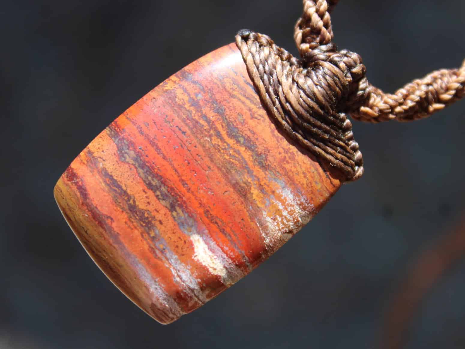 Australian Sunset Jasper Pendant, Red Snakeskin Jasper,,Art Crystal Necklace,Red stone, australian made macrame cord , Australian stone - Image 7