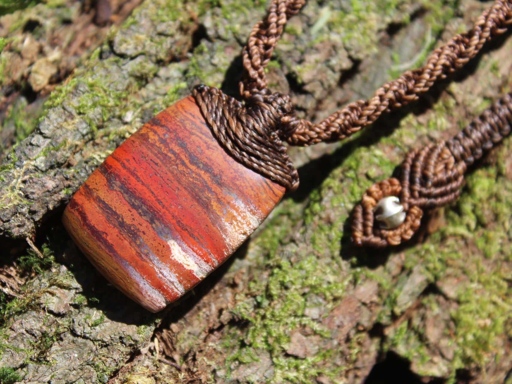 Australian Sunset Jasper Pendant, Red Snakeskin Jasper,,Art Crystal Necklace,Red stone, australian made macrame cord , Australian stone - Image 9