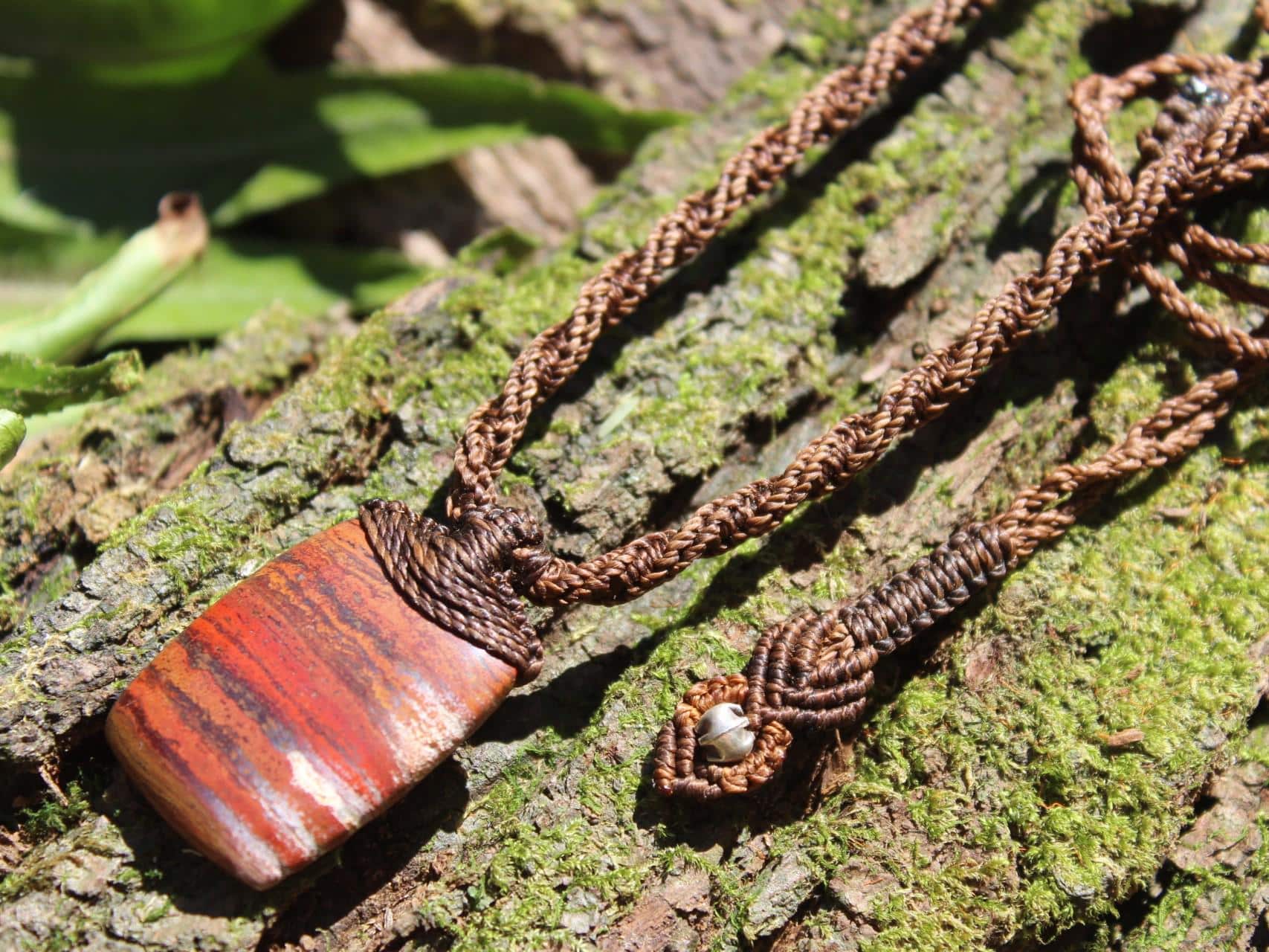 Australian Sunset Jasper Pendant, Red Snakeskin Jasper,,Art Crystal Necklace,Red stone, australian made macrame cord , Australian stone - Image 4