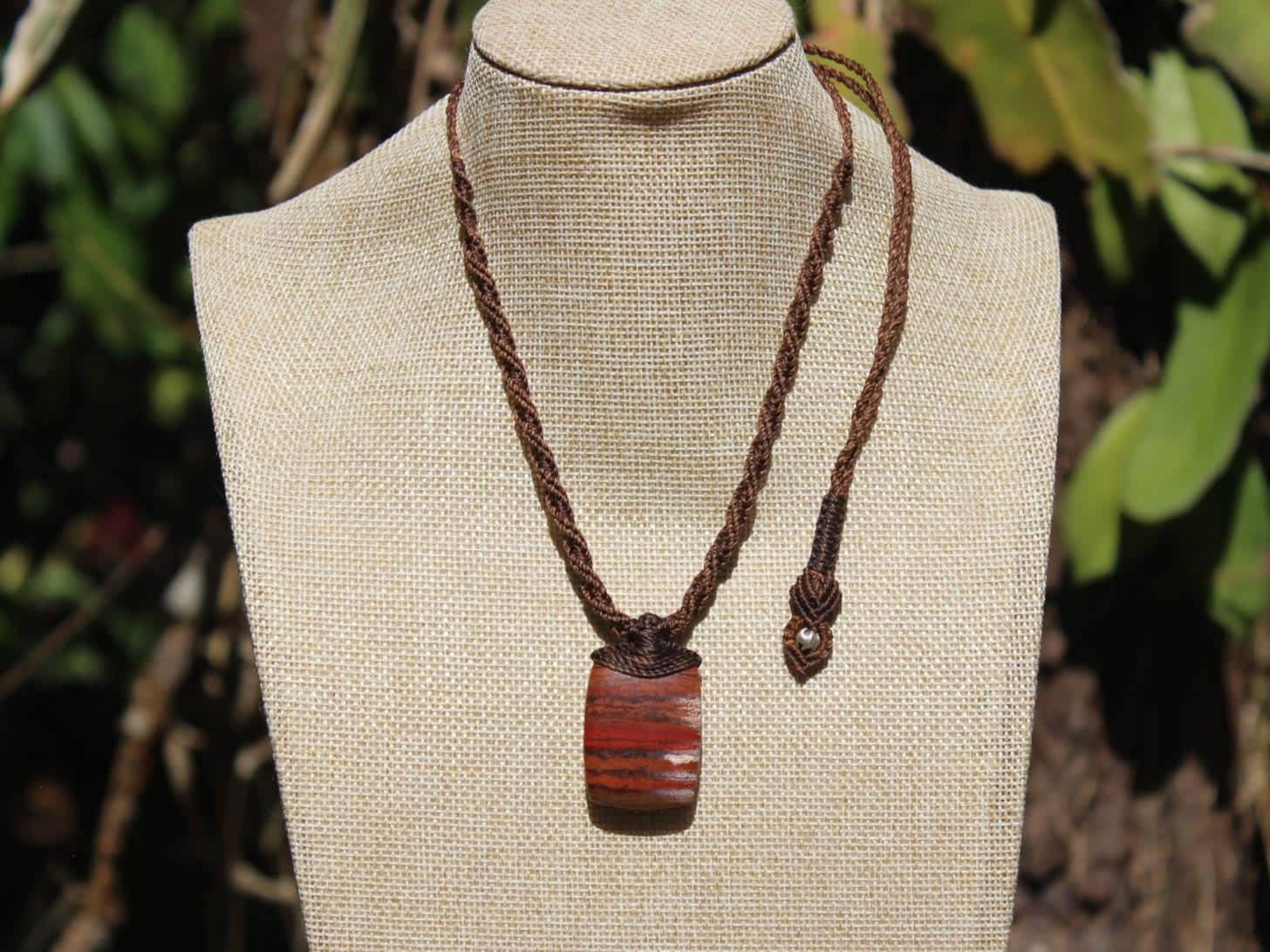 Australian Sunset Jasper Pendant, Red Snakeskin Jasper,,Art Crystal Necklace,Red stone, australian made macrame cord , Australian stone - Image 5