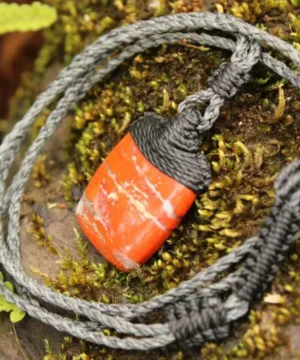 Australian Red Snakeskin Jasper Pendant ,Australian Macrame cord Crystal Necklace, healing crystal pendant, surfer summer pendant jewelry